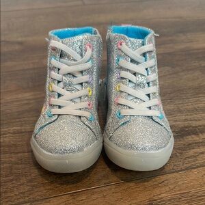 Sparkly Silver Kids High-Top Sneakers